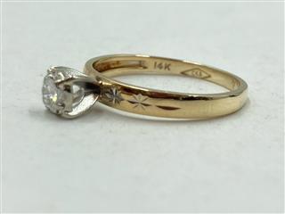14K Yellow Gold & Diamond Solitaire Engagement Ring Approx.13 CT. 1.7g